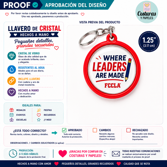 Llavero Personalizado Crystal Glass 1.25" | Logo, Foto o Diseño Personalizado